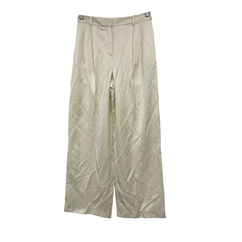 Zara Womens Pants S Ivory Pleated Straight Leg Trousers High Waist 9072/580 NWT - Picture 3 of 16